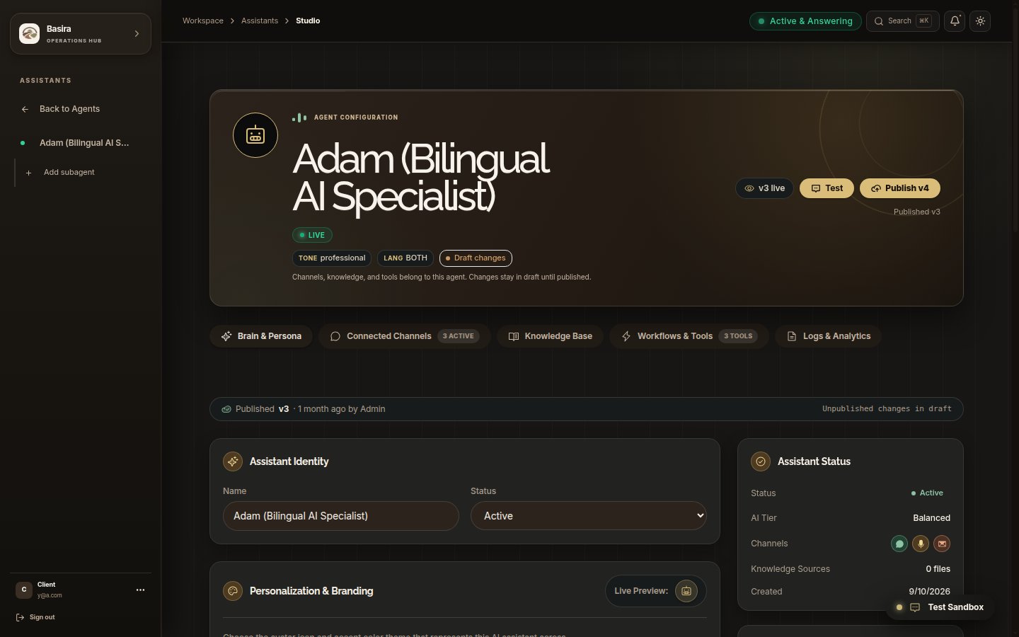Basira Agent Identity and Personalization Studio