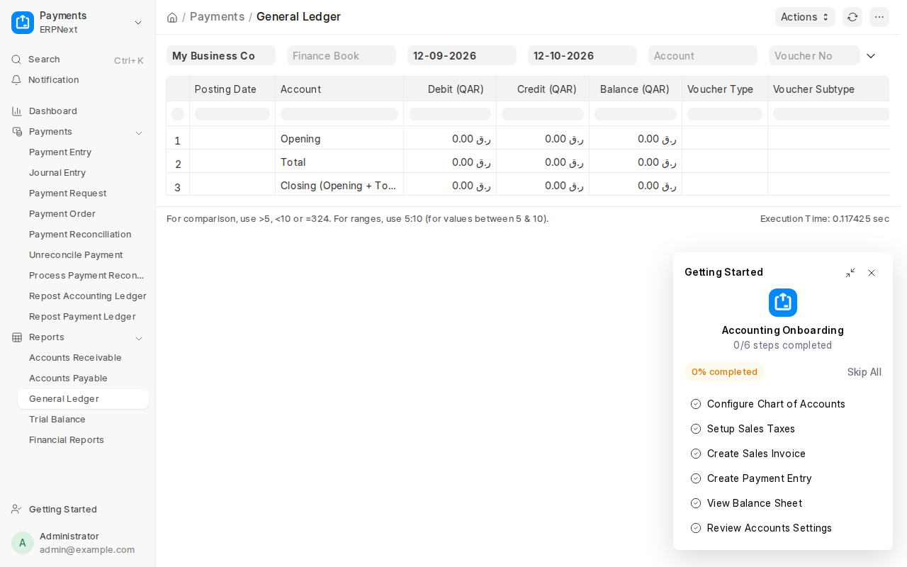 ERPNext General Ledger
